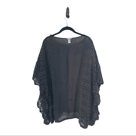 Eberjey Charcoal Crocheted Lace Cover Up S/M - Picture 1 of 5
